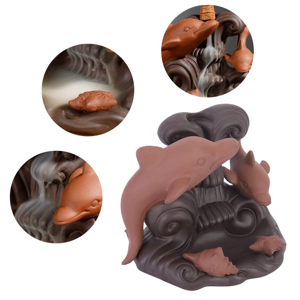 Riflusso Bruciatore di Incenso Fontana Insence Ornamenti A Cascata, Anello di Luce, Decorazione di Montagna E Acqua Corrente Supporto Grande Camera Vintage in Ceramica,Uptodate1