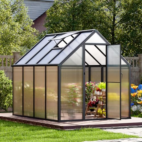 Richfire 6x8 Ft Aluminum-framed Greenhouses For Outdoors Heavy Duty, Polycarb...