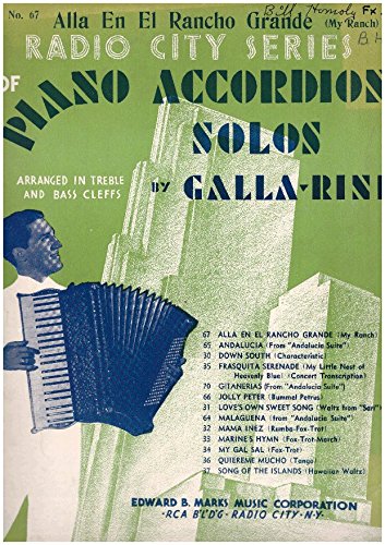 Alla en el Rancho Grande (My Ranch) (Fox Trot) Piano Accordion Solo