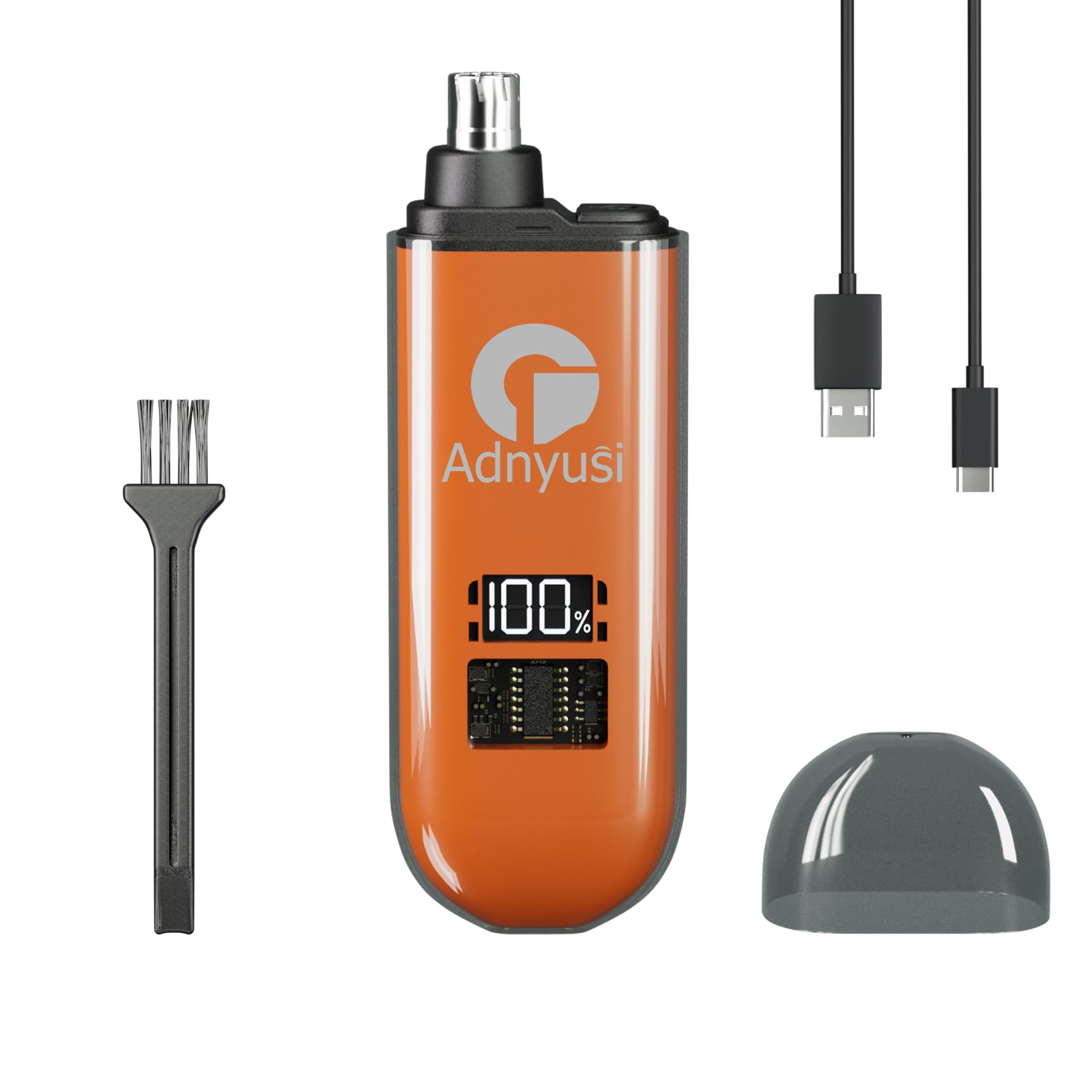 Adnyusi-2026 Professional Painless Nose Hair Trimmer, Unisex, USP Charging Digital Display, Double-Edged Blade That Does Not Harm The Nasal Cavity, Easy to Clean, Portable and Lightweight Design