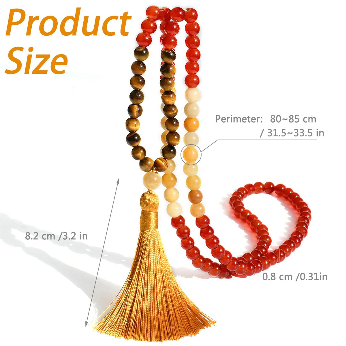 Collar de borla 1/2/3 piezas Mala cadena 108 perlas cadena Bohemia Beads cadena suéter cadena budismo cadena ágata joyas piedra natural cadena cadena para hombres mujeres yoga Reiki Chakra