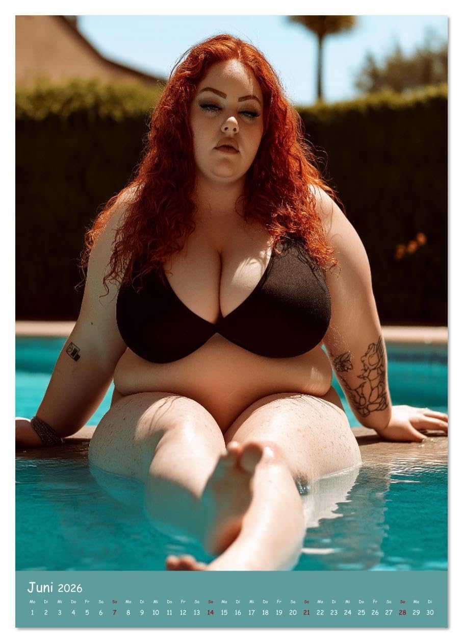 Curvy Pin-up Girls - Verführerische Rundungen am Pool (hochwertiger Premium Wandkalender 2026 DIN A2 hoch), Kunstdruck in Hochglanz: Dicke Frauen sexy ... die mollige Frauen lieben. (CALVENDO Erotik)