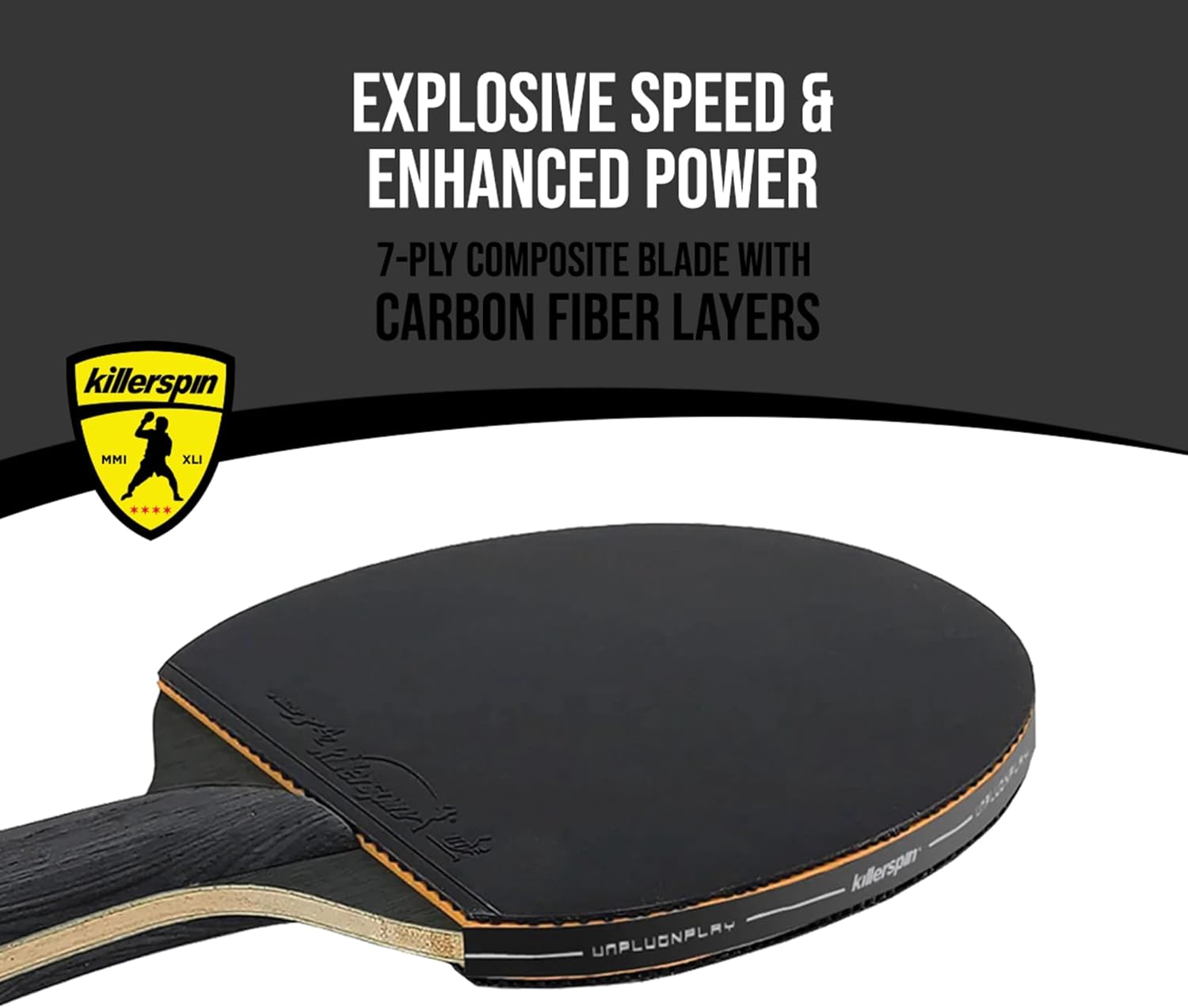 Killerspin Impact Series Table Tennis Paddles - Black/Black Ping Pong Racket, Table Tennis Equipment for Beginners/Intermediates - Ensures Solid Control and Spin