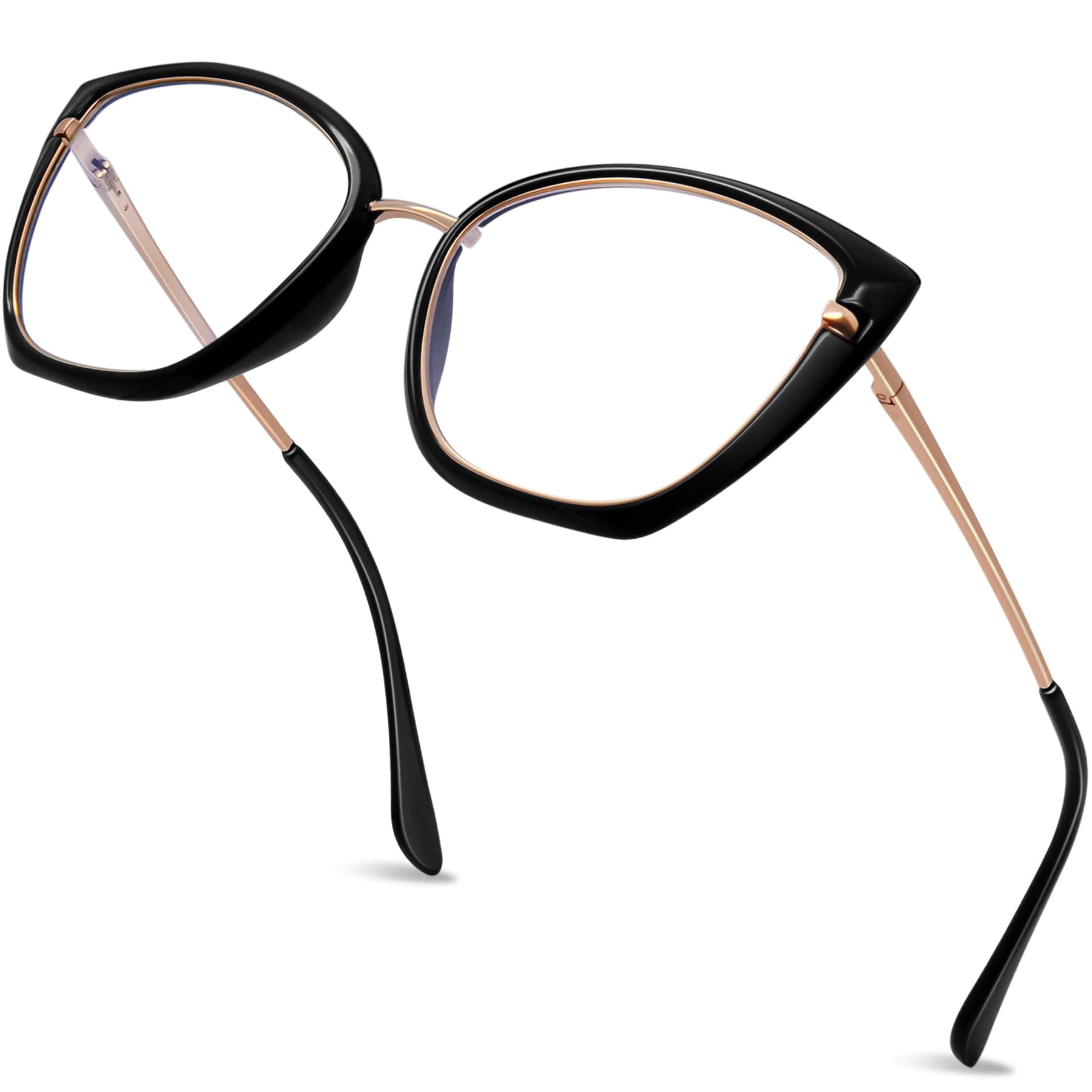 KANASTAL Fashion Blue Light Blocking Glasses for Women and Men, Metal Filter Blue-light Eyewear Ultra Light TV PC Computer Gaming Glass, WB01-Glossy Black Frame, Unisex