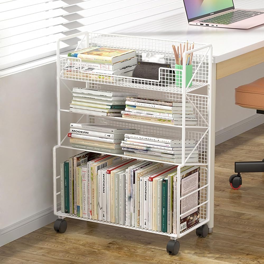 Carrello per orga con ruote bloccabili e carrello multiuso in metallo per archiviazione documenti ufficio e casa Orgaion Mobile File Trolley