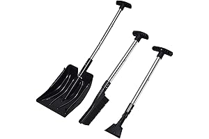 GYMAX 3-in-1 Snow Shovel, Telescoping Ice Scraper and Snow Brush