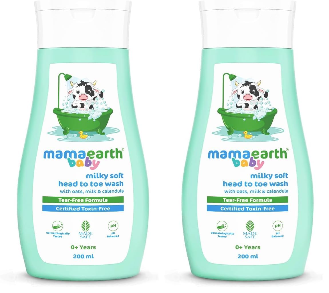 Mamaearth Milky Soft Head to Toe Wash With Oats, Milk, and Calendula for Babies- 200 ml |2-in-1 Tear-Free Body Wash & Shampoo | Moisturizes and Soothes Skin | Travel-friendly Pack (Pack of 2)-image-39