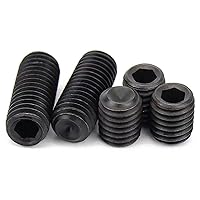Vista 1 de M2-0.4 x 2 mm tornillos negros con hueco hexagonal, punta de copa sin cabeza, tornillo de seguridad de punta plana, rosca interior hexagonal, acero
