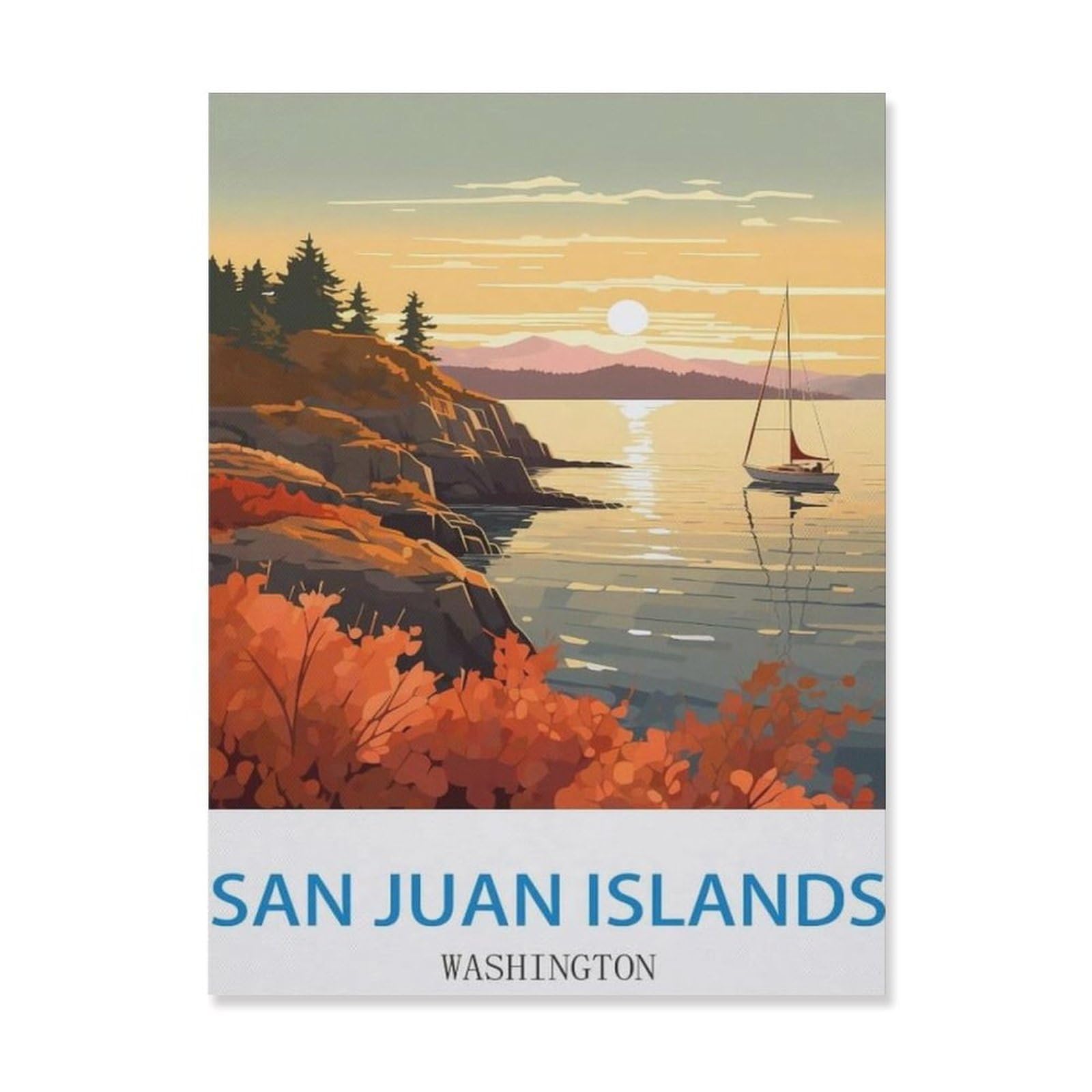 Vintage Metal Tin Sign，San Juan Islands Washington，Bath Room Decor, Nursery Decor, Home Decor, Bathroom Wall Art Tin plaque(15x30cm）6x12 inch-EI44