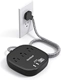 Flat Plug Power Strip, Flat Extension Cord 3 Ft, 3 Outlets 4 USB Ports (2 USBC) 22.5W/4.5A Desktop Charging Station, Power Strip No Surge Protection for Cruise Ship, Dorm Room Travel Essentials, Black