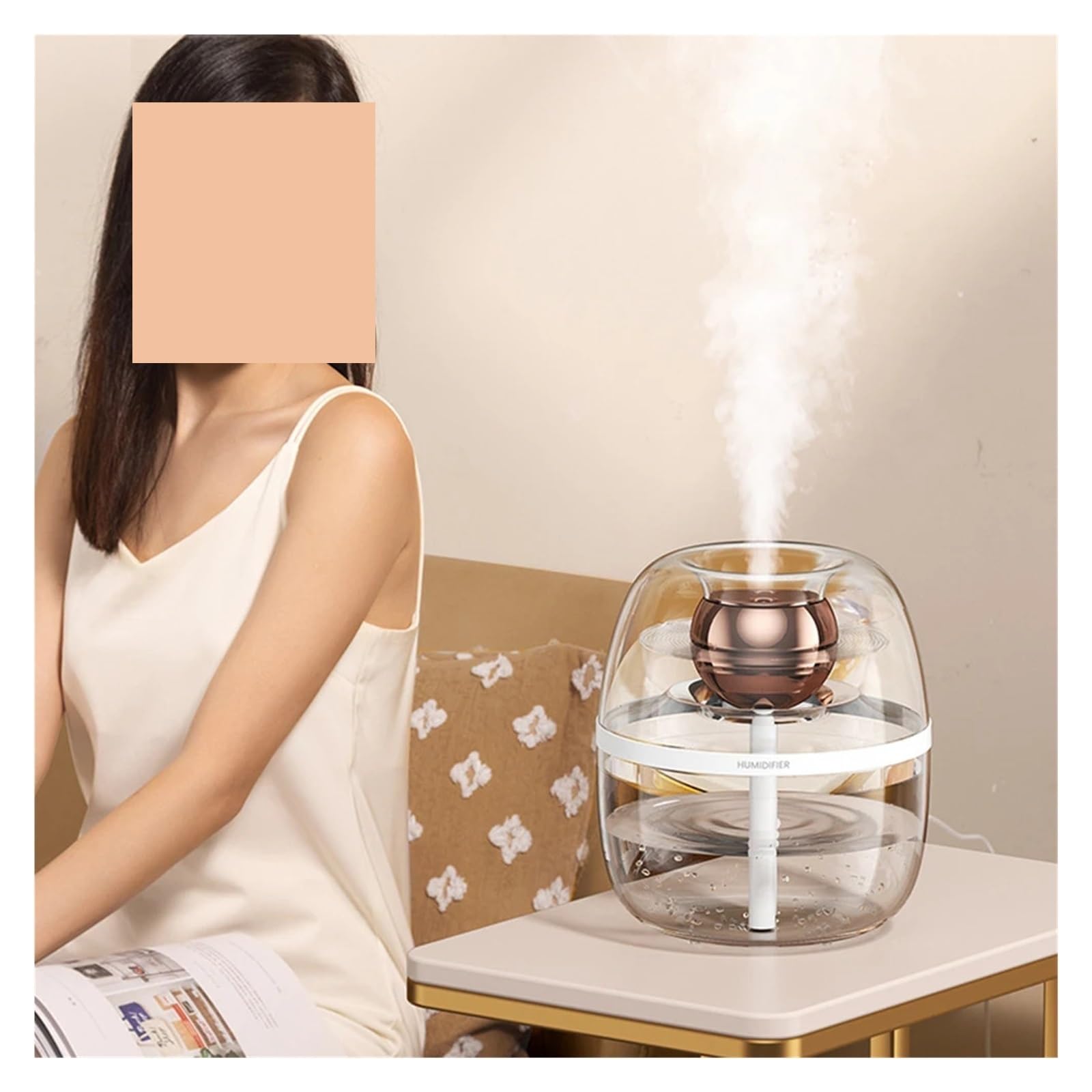 Umidificatore, Umidificatore A Doppio Spruzzo Con Luce Notturna, A Nebbia Fredda For Camera Da Letto E Soggiorno per Casa e l'ufficio(White)