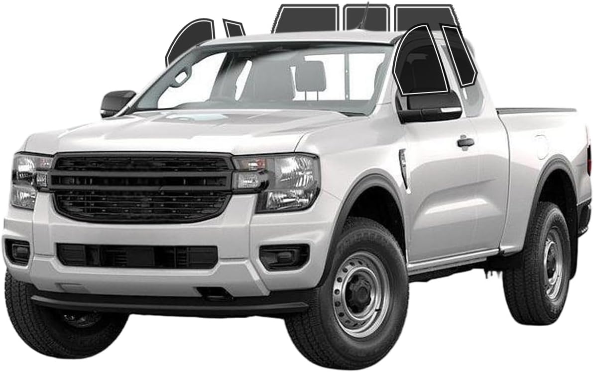 Precut Window Tint Film for Ford Ranger Extended 2019-2025 All Side+Rear Windshield 5% VLT 2Ply Anti-Shatter, UV Block, Privacy Protection, Easy Install, No Trimming Needed,Heat & Glare Reduction