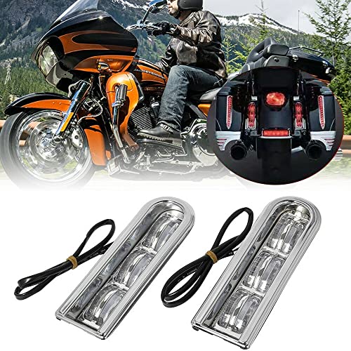 Motorcycle Rear Transparent Lens Saddlebag Filler Insert Support Accent Led Turn Signal Running Brake Stop Tail Light For Harley Touring Electra Road Street Glide Road King Ultra Limited 2014-Later #TOP16