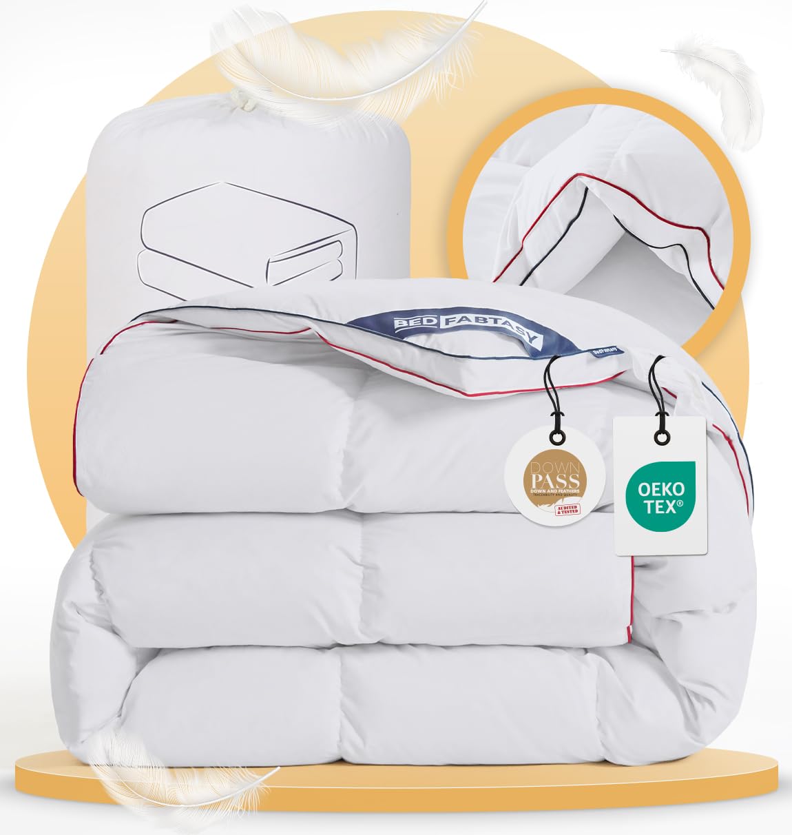 BedFabtasy Feder und Daunendecke, Oeko-Tex zertifizierte Bettdecke, 100% Extraweiche Federn & Daunen, Allergiker, RDS Zertifiziert Federbettdecke, Duvet