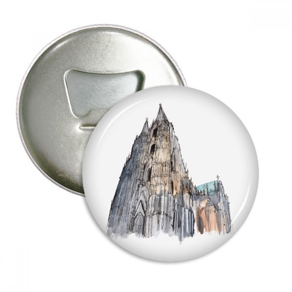 Badge Cathédrale de Cologne décapsuleur rond et aimant frigo, kit souvenir Allemagne