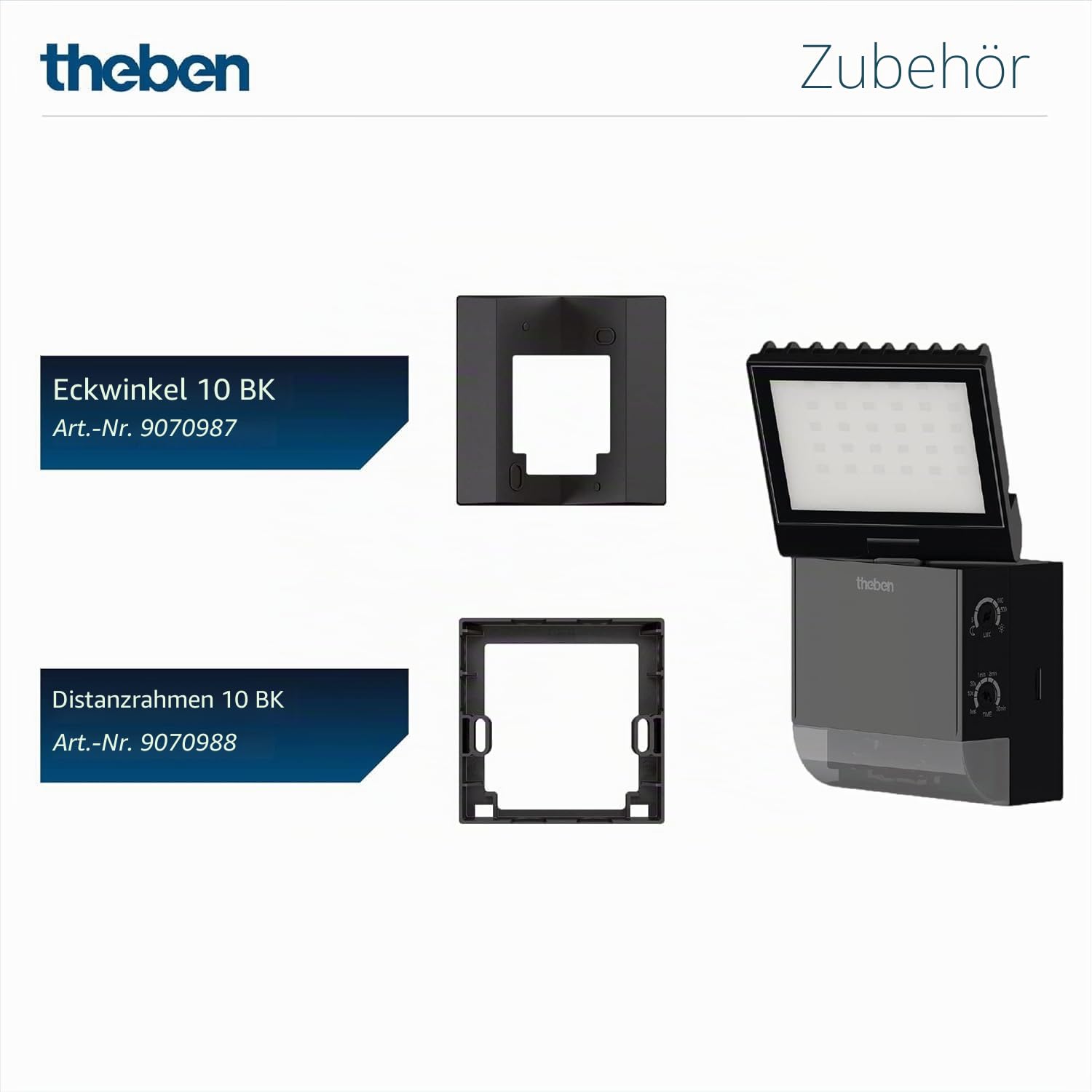 Theben 1020801 theLeda S8-100 BK LED-Strahler 8,5 W Bewegungsmelder schwarz | Wandmontage außen, 4000 K neutralweiß, 180° mit 10 m Reichweite, drehbar/schwenkbar, IP55, 900 lm, zusätzlicher Schaltausgang