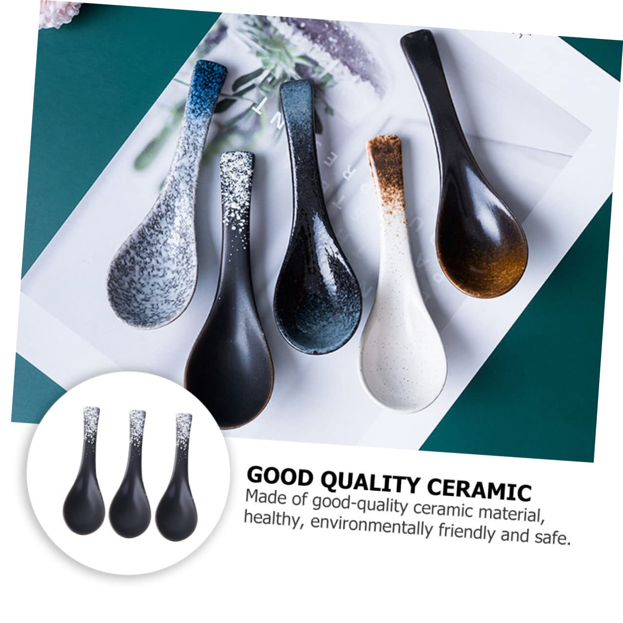Cucchiai Da Zuppa in Ceramica 5 Pezzi Cucchiai Per L'alimentazione Domestica Per Mangiare Riso