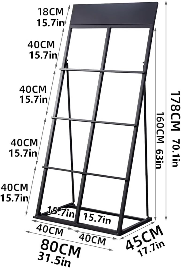 Marble Slab Display Rack,Floor Sample Holder,Building Material Shelf,45° tilt Angle Design, Wide Tabletop,Card Slot Design, Thickened,for Exhibition Hall Retail.(31.5x17.7x70.1in)