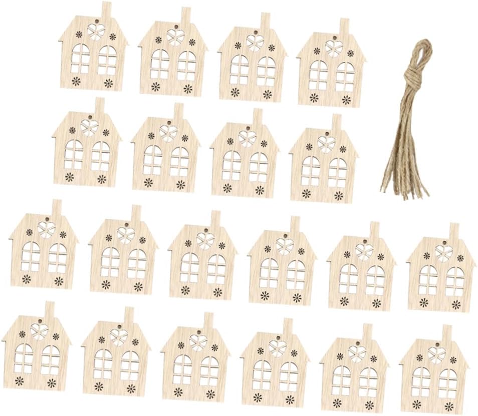 Tofficu 20 Pcs Wooden Christmas Ornaments Christmas Tree Decor Home Decor Tree Ornaments Tree Hangings Window ations Door House Hanging