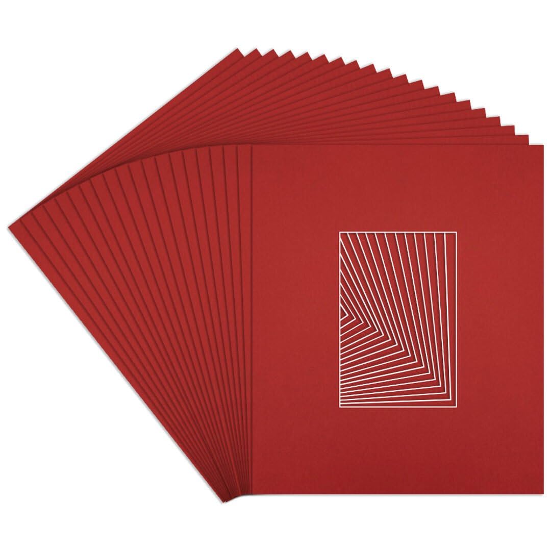 Procut Global 12x10" Crimson Picture Mounts to Fit 6x4" Aperture - Precision Cut Cardboard Photo Mount - Ideal for Frames, Prints, Artwork & Certificates - Sizes & Colours Available - 20 Pack