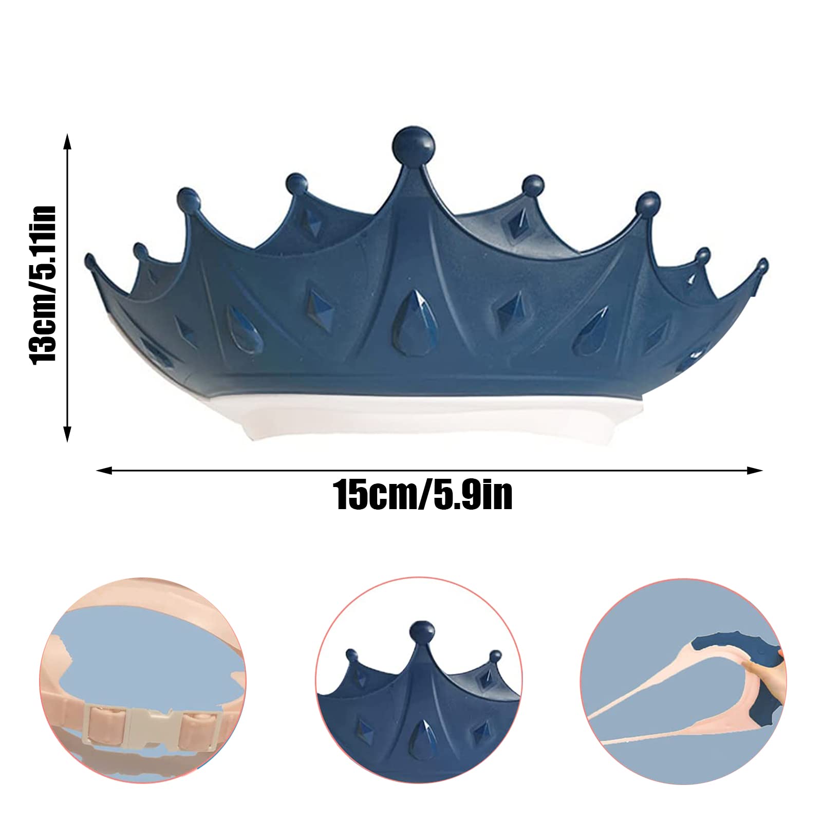 2 Pezzi Corona Cuffia Doccia per Bambini Cappello Bagnetto Bambini Cuffia Shampoo per Bambini Visiera Doccia Bambini Regolabile Protegge Gli Occhi dall'Acqua e Shampoo per La Cura del Bambino