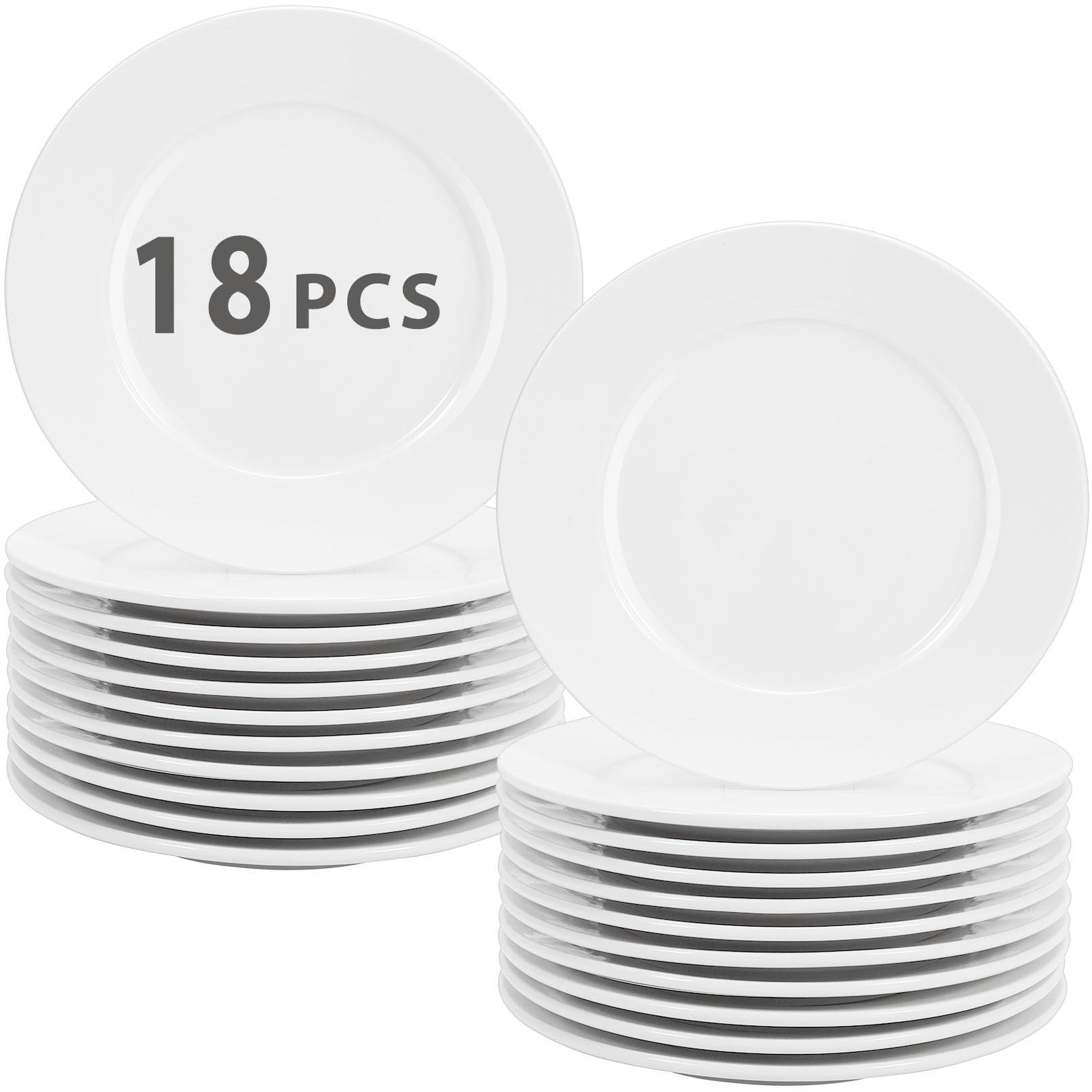 12 platos de postre de porcelana (18 piezas), IJRPLM18 platos de porcelana para postre/ensalada, platos pequeños para aperitivos, platos blancos pequeños de 6 pulgadas, juego de platos de