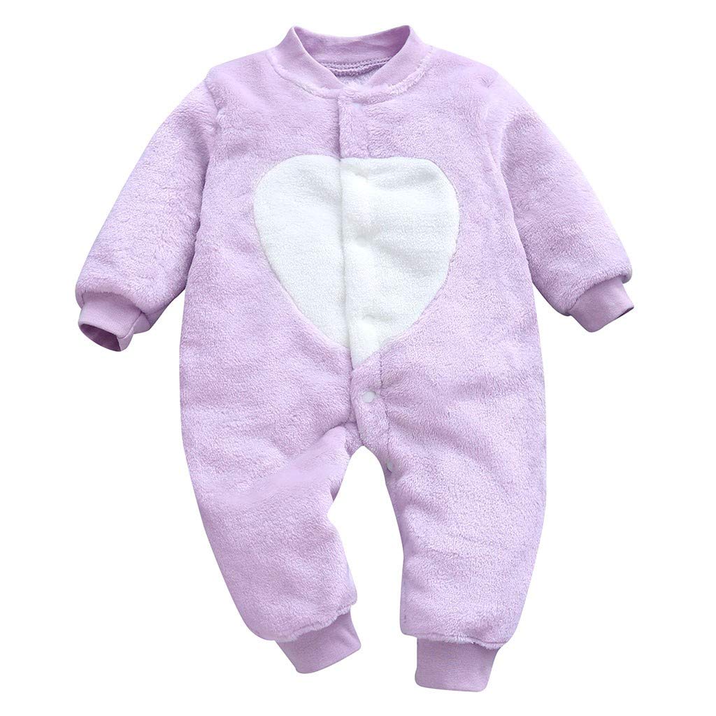 0-18Months,Zimuuy Newborn Infant Baby Girls Boys Cartoon Cow Plush Loving Heart Print Jumpsuit Romper Tracksuit Clothes
