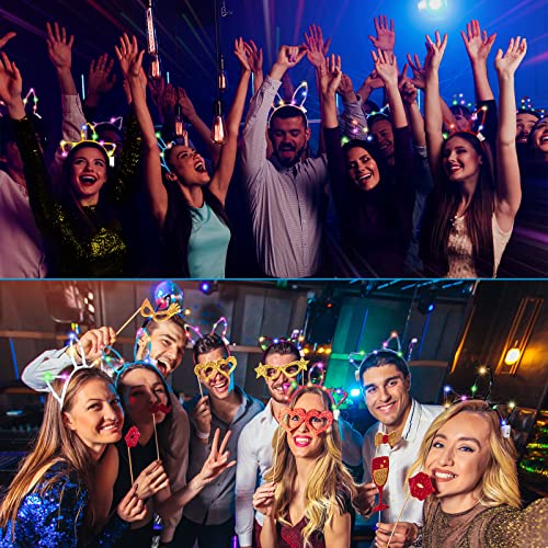 Janinka 30 Pcs Led Cat Ears Headband Light Up Rabbit Ear Unicorn Hair Accessories Luminous Headdress Cute Hairbands For Women Girls Halloween Christmas Party Supplies, Yellow,Purple #TOP6