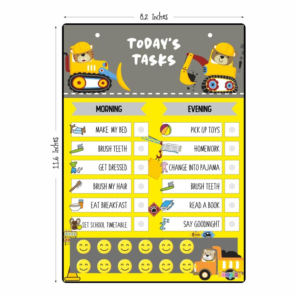 Zooplay India My Responsibility Chart - Good Habit Chart for Kids - Reusable Behavior Tracker with SmiliesI For Age 3-12 year I Reward chart I gift for Kids 3 yr -12 yrs (Builder Zone) - Image 7 thumbnail