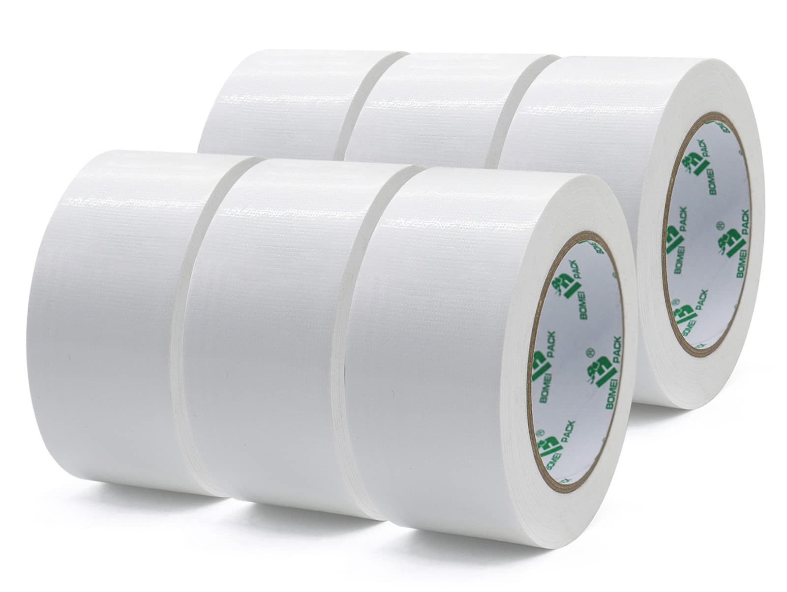 BOMEI PACK White Duct Tape 6 Rolls Reinforced 48mm x 30m Heavy Duty White Gaffer Tape 190 mic for Ducts Fixing Repairing,Moving Box Sealing,Home DIY Craft Labeling