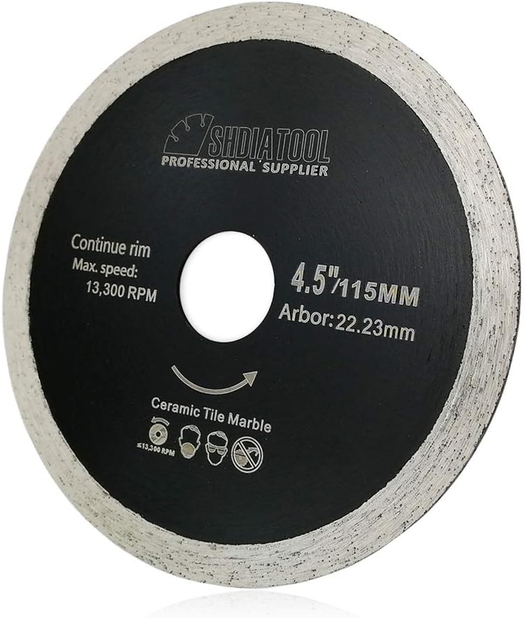 SHDIATOOL 4.5 Inch Ceramic Tile Saw Blade with Continue Rim Diamond Segment Wet Cutting Porcelain Granite Marble(10-Pack)