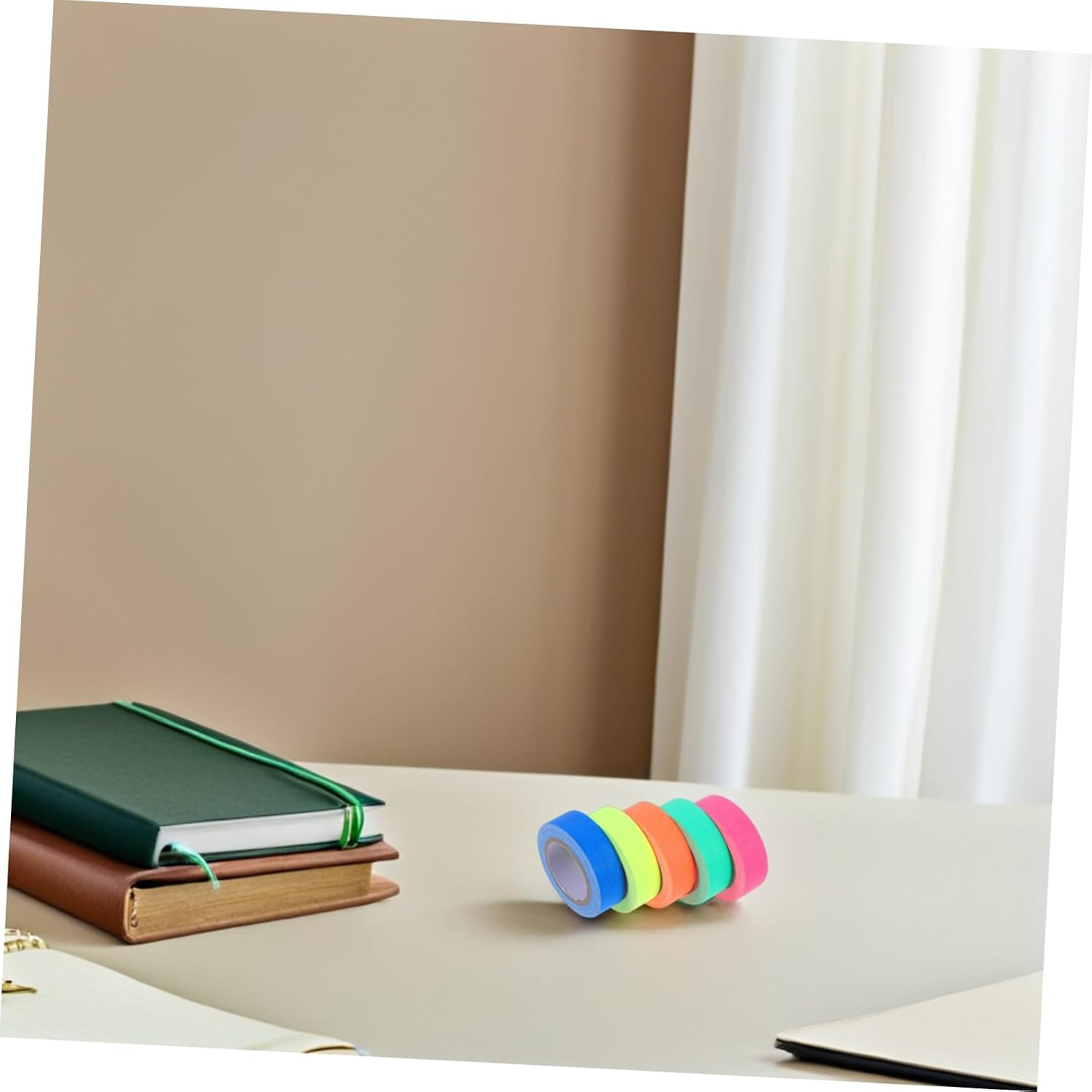5pcs Fluorescent Glow the Dark Tape UV Cloth Party Tape for Decoration No Adhesive Residue Light Weight for Crafts and Indoor Wall Decorations
