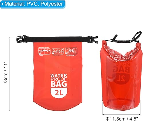 Miniatura 2 de PATIKIL Bolsa seca flotante impermeable, 2 L, bolsa seca flotante para exteriores, mochila con ventana transparente para canotaje, rafting, kayak,