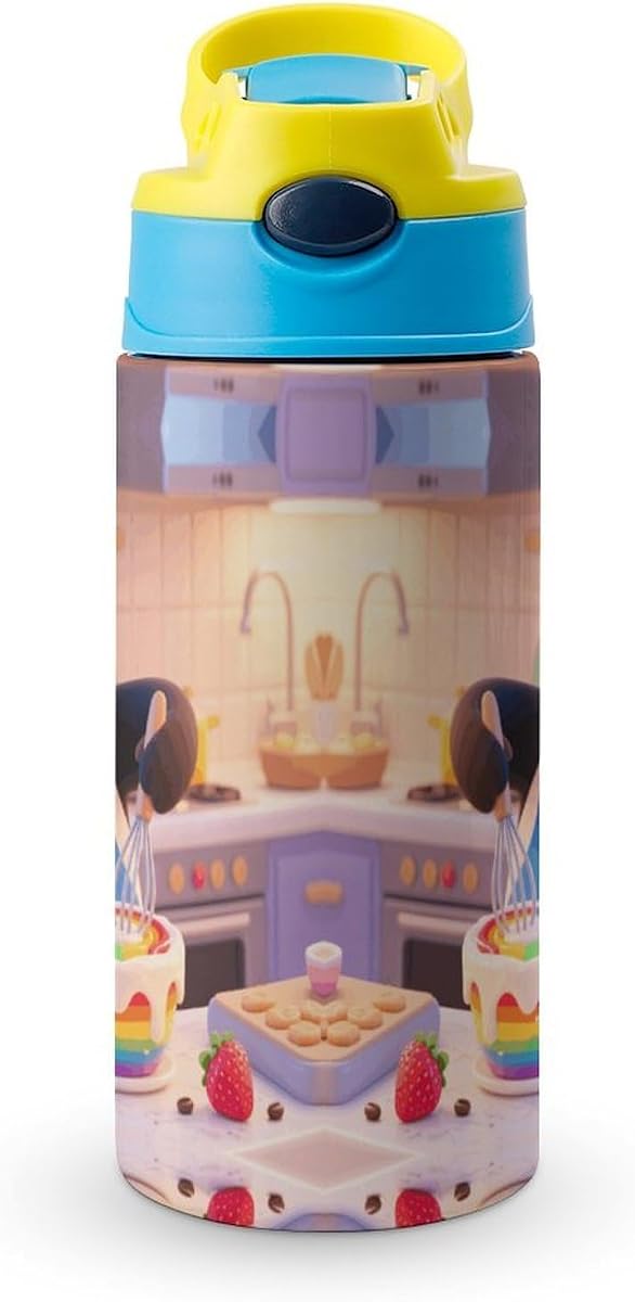 Stainless Steel Water Bottle Pengy Chef Print Leakproof Easy Clean For Sports Travel Camp
