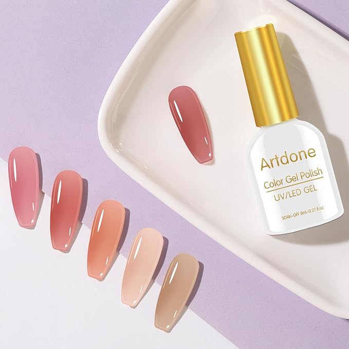 Set de 6 Esmaltes de Gel Sheer Artdone Translúcido Tonos Nude miniatura 7