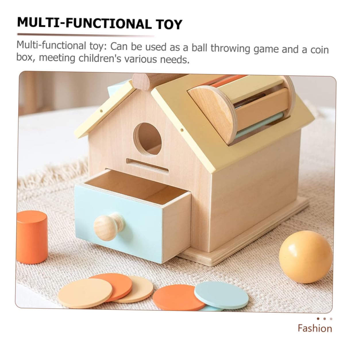 Juguete Educativo Temprano de Madera para Pequeños 1-3 Años Caja Multifuncional de Bolas y Hucha Juego Montessori para Desarrollo Sensorial y Motricidad Fina