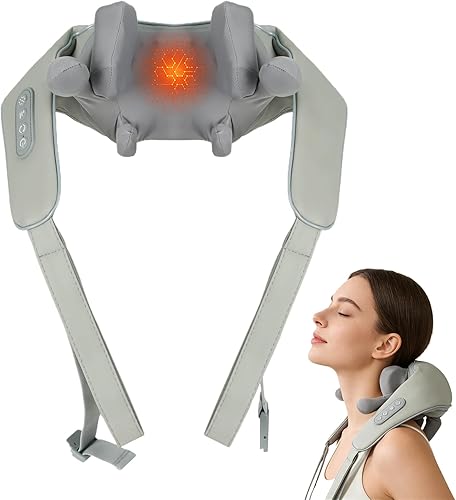 Therapexa - Masajeador de cuello y hombros, masajeador de espalda Shiatsu 8D para aliviar el dolor de tejido profundo, masajeador para dolor de
