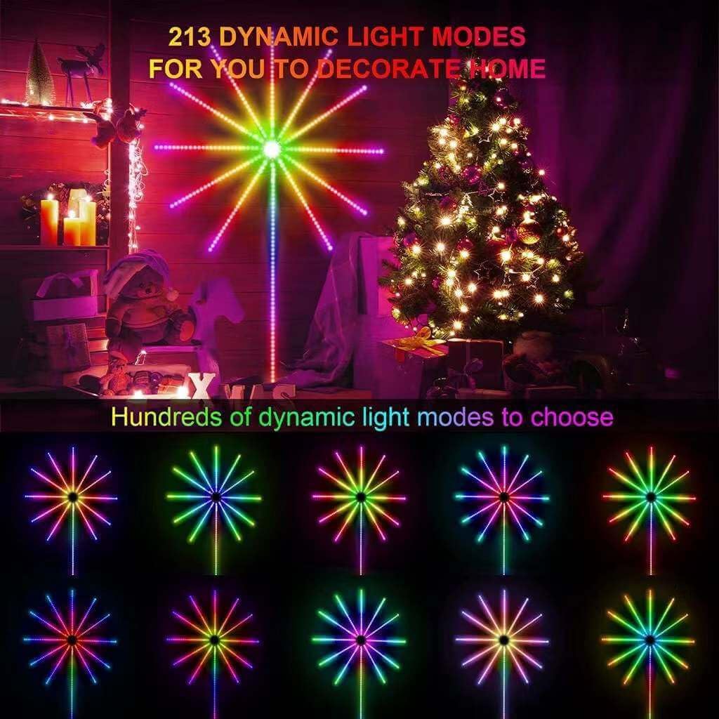 39"/20" Modular LED Fireworks LED Light Strip, [16 Colors] Sound Activated Smart RGB Firework Lights with App & Remote Control, USB Powered Music Sync Lights for Party Wall & Bedroom Decor (39")