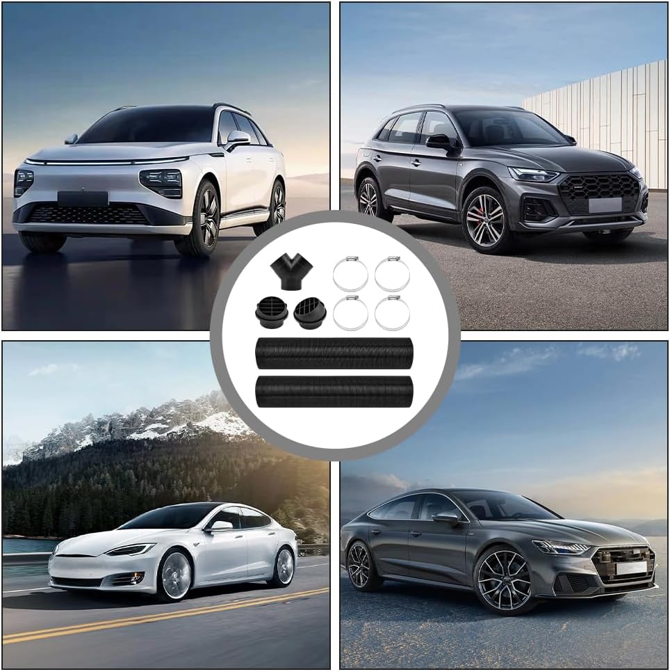 JIANWEI Diesels Heater Exhaust Pipe Set, 75mm/3inch Car Parking Heater Air Vent Extender Accessories, Y/T Branch Connector and Hose Clips Fit For Webasto 2KW 5KW 8KW Heaters(Y type)