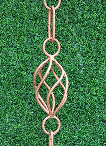 Kam Home Rain Chains Direct Double Oval Loop Rain Chain, 8.5 Feet Length, 100% Copper, Functional and Decorative Replacement for Gutter Downspouts