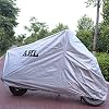 AHL Housse Protection pour Moto, Couverture Imperméable, bache Argente de Protection, Résistant aux déjections d’oiseaux, à l’eau, à la Poussière/Neige/Pluie, au Vent, UV (Argent,L)