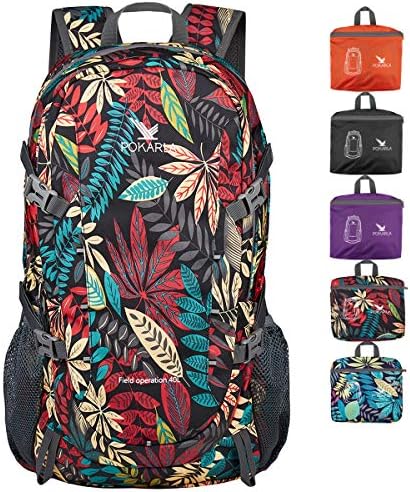 POKARLA 40L Lightweight Packable Backpack Hiking Daypack Walking Rucksack Foldable Camping Sports Outdoor Knapsack for Women Men