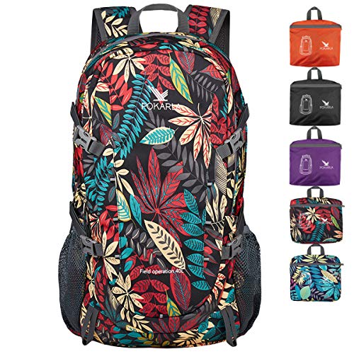 POKARLA Mochila liviana empacable de senderismo 40L para caminar Camping plegable Deportes