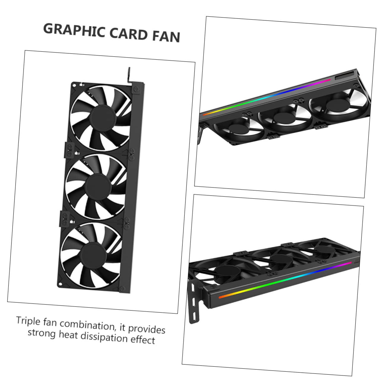 NUOBESTY GPU Fan Cooler with Pin Argb Connector Triple Fan Design for Graphic Card Heat Dissipation Quiet Cooling Accessory Suitable for Desktop Radiators