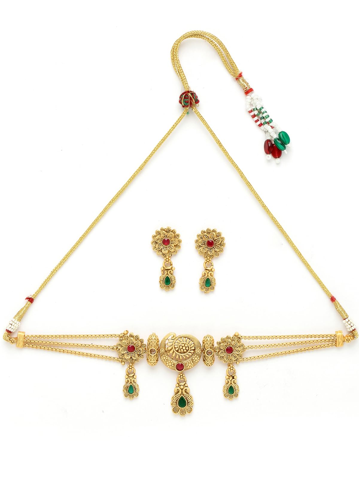 Sukkhi Arresting Gold Plated Gold Beads Copper Choker Necklace Set With Studs Earring | Jewellery Set For Women (NS105615) (B0CBBBPLZ4) Amazon Price History, Amazon Price Tracker