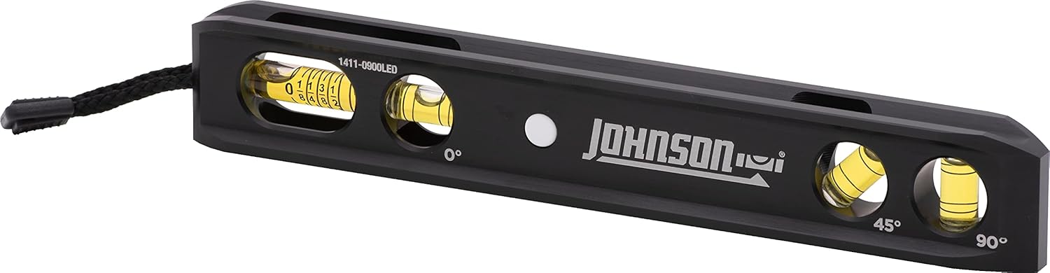 Johnson Level & Tool 1411-0900LED 9" Magnetic LED Billet Torpedo Level