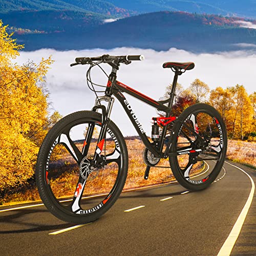 Eurobike Obk S7 Full Suspension Mountain Bike 21 Speed Bicycle 27.5 Inches Mens Mtb Disc Brakes Orange (3 Spoke Mag Wheels) #TOP6