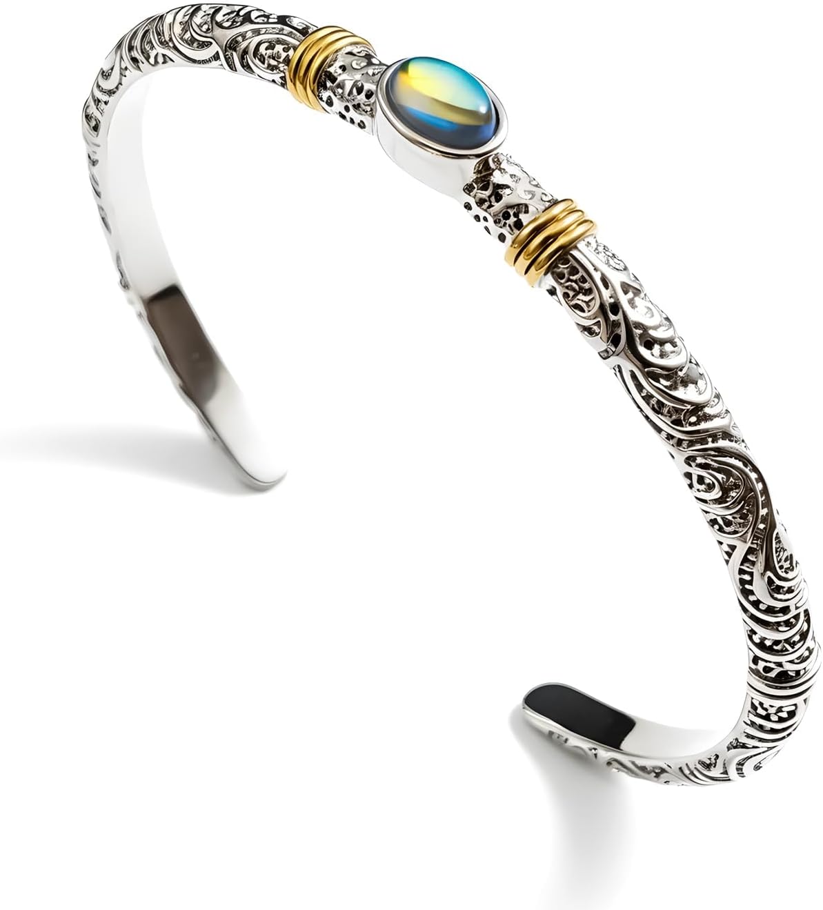 14K Gold / 925 Silver Bracelets for Women Men Statement Adjustable Open Bangle Bracelets Simple Minimalist Cuff Bracelets Cool Stainless Steel Jewelry Birthday Halloween Christmas Gifts for Women Men