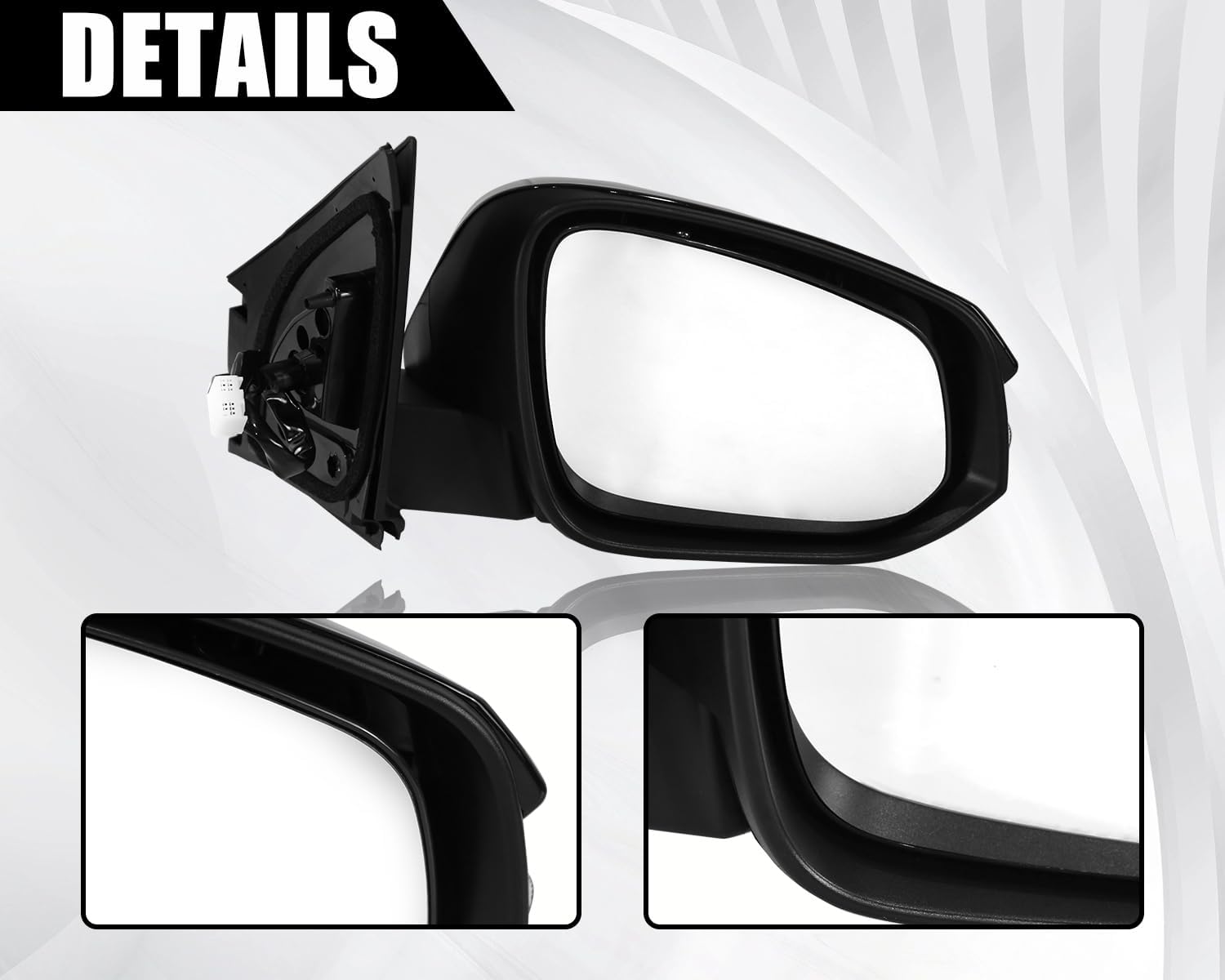 Side Mirror Replacement Fits for Toyota RAV4 2013 2014 2015, Right Passenger Side Black Rearview Mirror with Power Glass Heated and Turn Signal Light 7pins