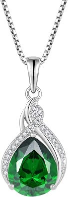 Infinity Teardrop Necklace for Women 925 Sterling Silver Pear Shaped Birthstone Pendant Jewelry for Her